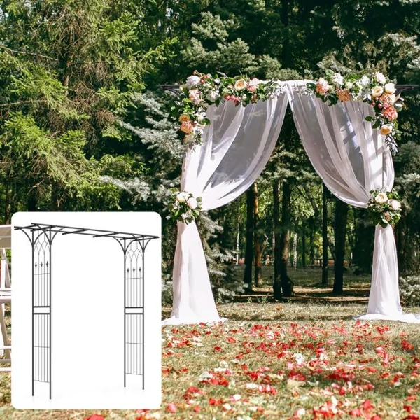 Arche de Jardin en Métal pour Plantes Grimpantes Arceau à Rosiers en Treillis Extérieur 205x52x206CM Support de Toile de Fond Élégant Vert