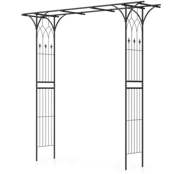 Arche de Jardin en Métal pour Plantes Grimpantes Arceau à Rosiers en Treillis Extérieur 205x52x206CM Support de Toile de Fond Élégant Vert