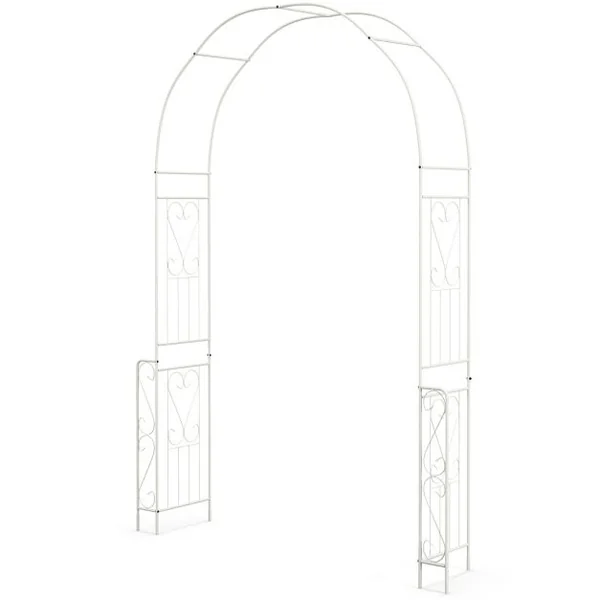 Arche de Jardin en Métal pour Plantes Grimpantes Treillis de Jardin en Arc avec 6 Pieds Extérieur 167x37x240CM Arche Décorative Blanc