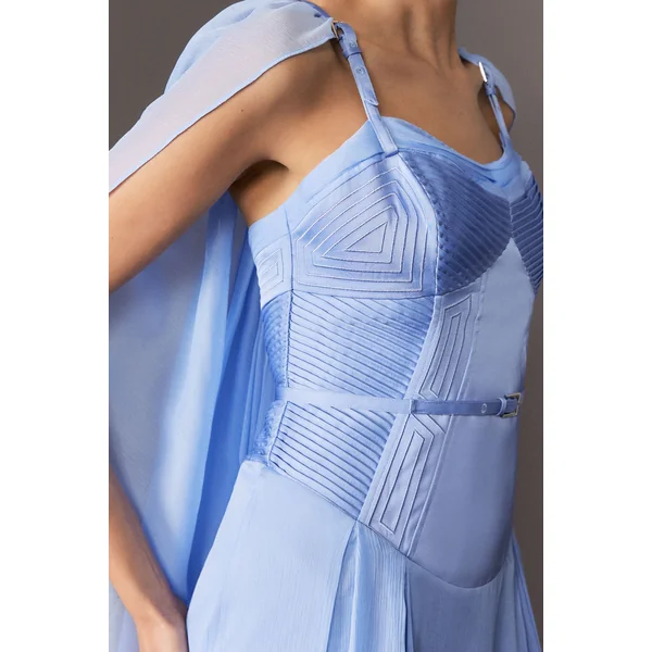 Archive Collection - Robe maxi tissée cape en géorgette avec détail corset haut