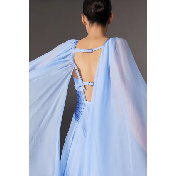 Archive Collection - Robe maxi tissée cape en géorgette avec détail corset haut