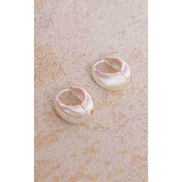 Argenté Boucles D'oreilles Créoles Goutte Plaquées Or Véritable