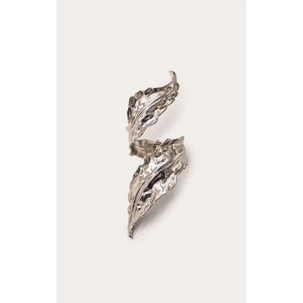 Argenté Bracelet Manchette Enroulé Feuille Fondue