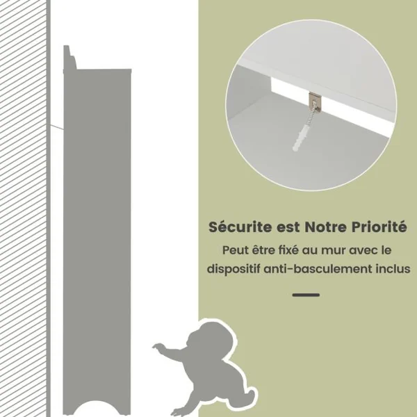Armoire de Rangement Au-dessus Des Toilettes avec Porte-papier Toilette Étagères Réglables Meuble de Rangement Autoportant Kit Anti-basculement Blanc