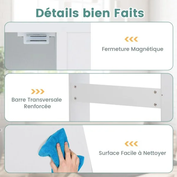 Armoire de Rangement Au-Dessus des Toilettes avec Étagères Réglables et Porte-Papier Toilette Étagère De Rangement Multifonctionnelle Blanc