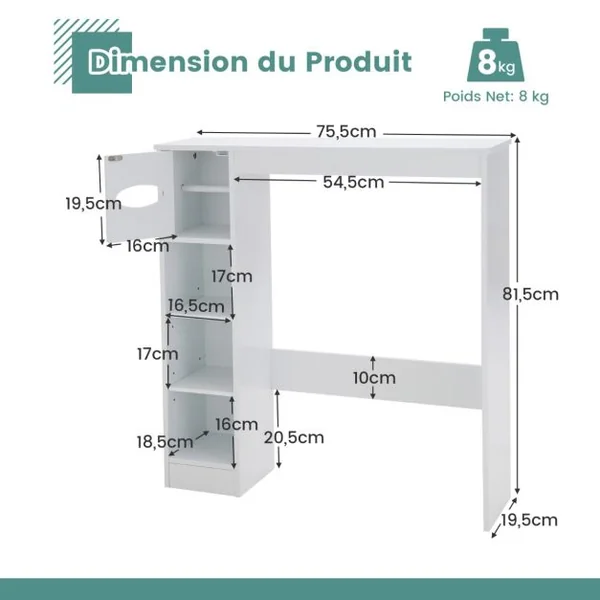 Armoire de Rangement Au-Dessus des Toilettes avec Étagères Réglables et Porte-Papier Toilette Étagère De Rangement Multifonctionnelle Blanc