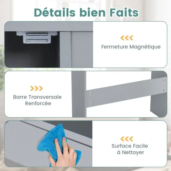 Armoire de Rangement Au-Dessus des Toilettes avec Étagères Réglables et Porte-Papier Toilette Étagère De Rangement Multifonctionnelle Gris