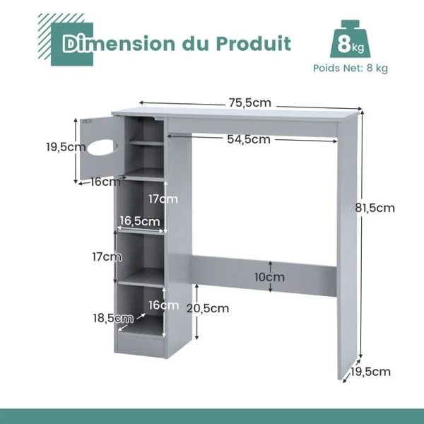 Armoire de Rangement Au-Dessus des Toilettes avec Étagères Réglables et Porte-Papier Toilette Étagère De Rangement Multifonctionnelle Gris