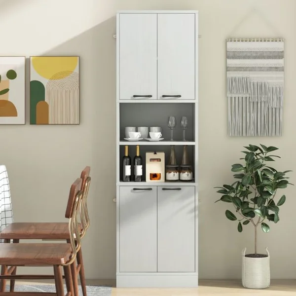 Armoire de Rangement de 190 cm de Haut avec Portes et Etagères Charnières de Sécurité Kits Anti-basculement Blanc/Noir/Chêne Blanc