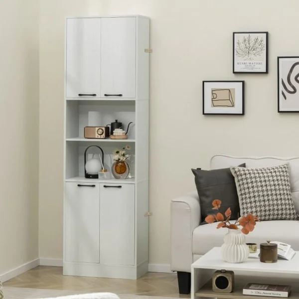Armoire de Rangement de 190 cm de Haut avec Portes et Etagères Charnières de Sécurité Kits Anti-basculement Blanc/Noir/Chêne Blanc