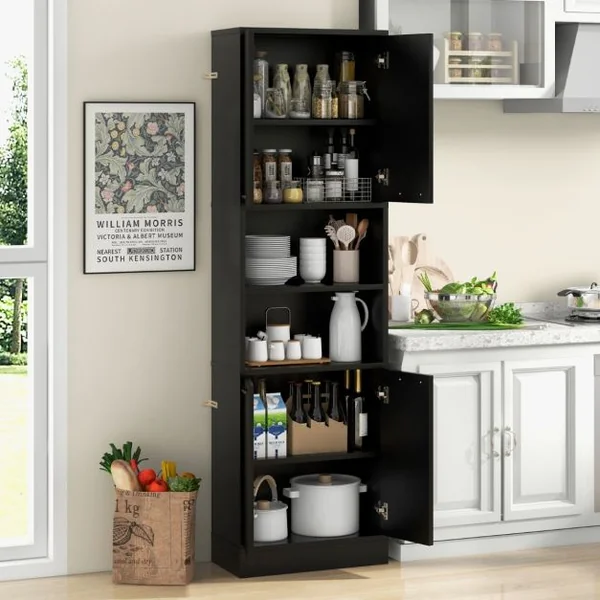 Armoire de Rangement de 190 cm de Haut avec Portes et Etagères Charnières de Sécurité Kits Anti-basculement Blanc/Noir/Chêne Blanc