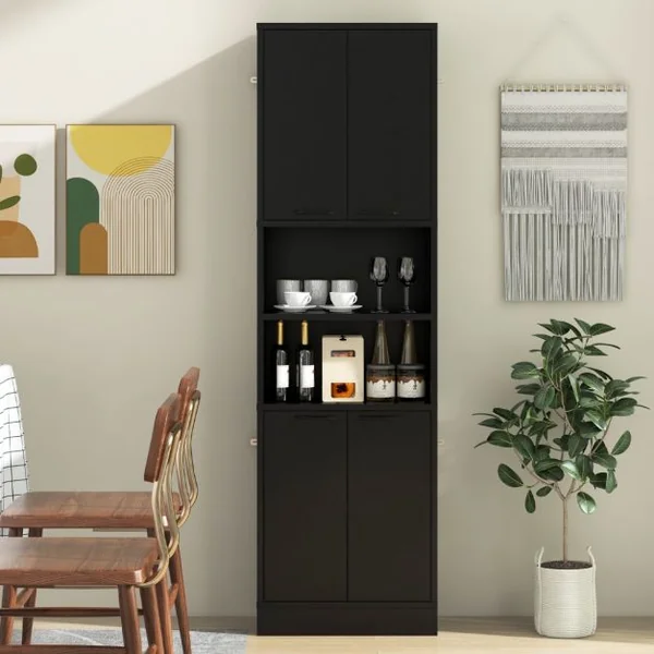 Armoire de Rangement de 190 cm de Haut avec Portes et Etagères Charnières de Sécurité Kits Anti-basculement Blanc/Noir/Chêne Blanc