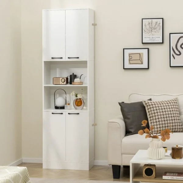 Armoire de Rangement de 190 cm de Haut avec Portes et Etagères Charnières de Sécurité Kits Anti-basculement Blanc/Noir/Chêne Blanc