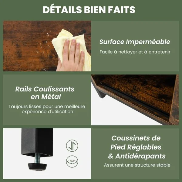 Armoire de Rangement Rustique Buffet Rustique avec Porte de Grange Coulissante Etagères Réglables Console de Service Brun Rustique