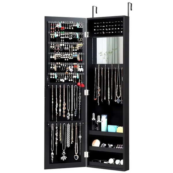 Armoire à Bijoux Murale Meuble à Bijoux Suspendue Accrochée à la Porte Noir/Blanc/Café