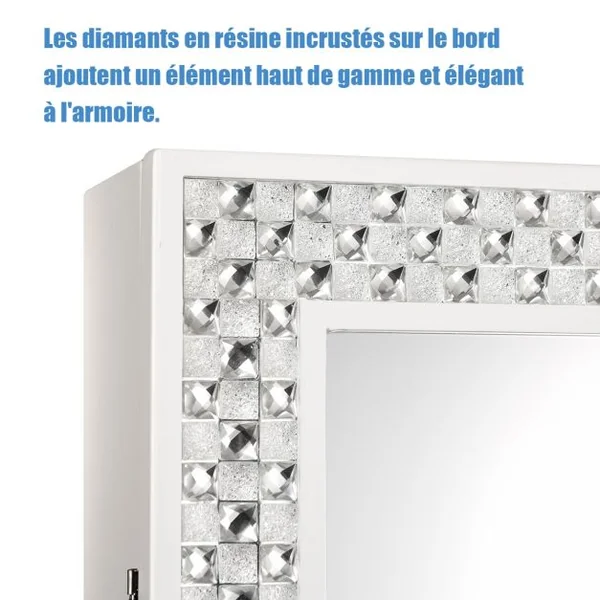 Armoire à Bijoux sur Pied 2 en 1 Rangement pour Cosmétiques avec Miroirs Style Romantique Noir