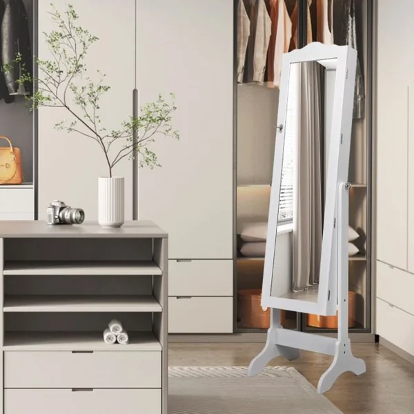 Armoire à Bijoux sur Pied 2 Organiseurs Cosmétiques Amovibles Rangement Compartimenté pour Toutes Sortes de Bijoux Blanc/Noir