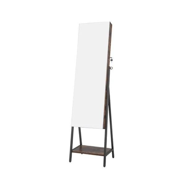 Armoire à Bijoux sur Pied avec Miroir Pleine Longueur HD Lumières LED 3 Couleurs et Miroir Intérieur Verrouillable Blanc/Marron