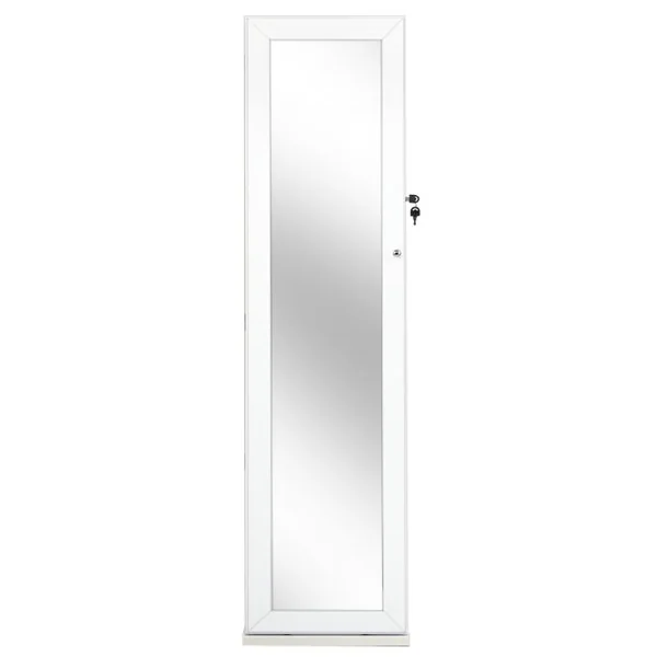 Armoire à Bijoux sur Pieds Miroir Pleine Longueur et Miroir de Maquillage Intégré 38 x 38 x 157,5 cm Café/Blanc/Marron/Noir