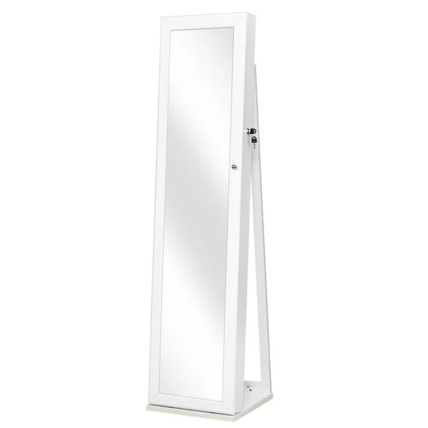 Armoire à Bijoux sur Pieds Miroir Pleine Longueur et Miroir de Maquillage Intégré 38 x 38 x 157,5 cm Café/Blanc/Marron/Noir