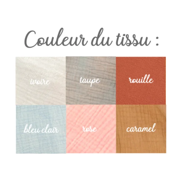Attache tétine gaze de coton (6 coloris)