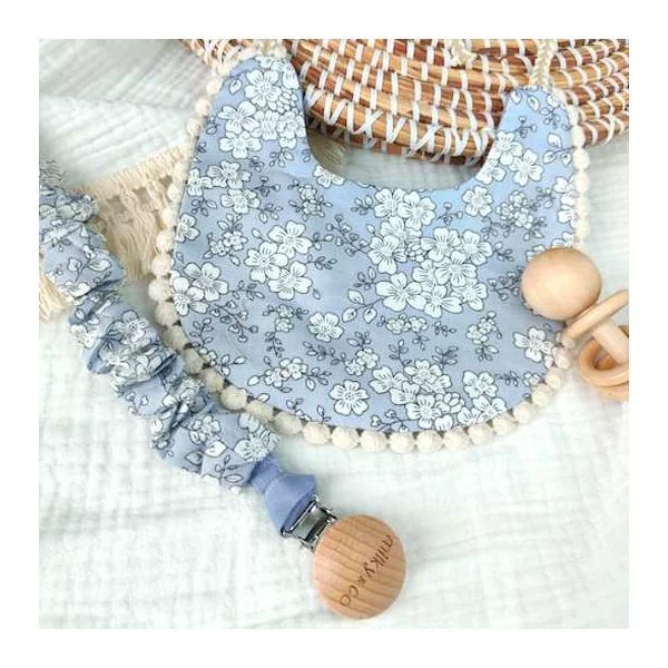 Attache tétine liberty bleu
