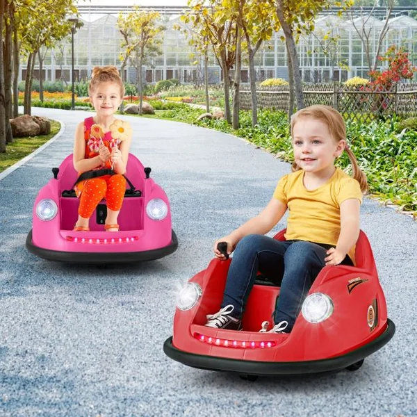 Auto-tamponneuse Electrique 12V pour Enfants Alimentée par Batterie Télécommande Lumières LED Musique pour les 2-5 Ans Rose/Rouge/Bleu