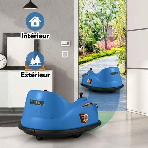Auto-tamponneuse Electrique 12V pour Enfants Alimentée par Batterie Télécommande Lumières LED Musique pour les 2-5 Ans Rose/Rouge/Bleu
