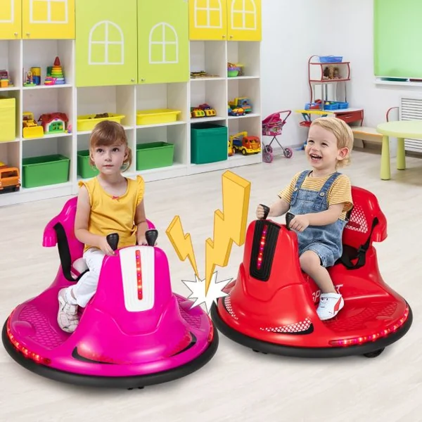 Auto-Tamponneuse Electrique 360° pour Enfants Télécommande 2.4G Contours Anti-Chocs pour Garçon et Fille 3-8 Ans Bleu/ Rose/ Rouge/Violet