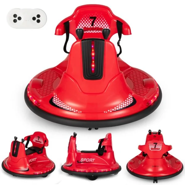 Auto-Tamponneuse Electrique 360° pour Enfants Télécommande 2.4G Contours Anti-Chocs pour Garçon et Fille 3-8 Ans Bleu/ Rose/ Rouge/Violet