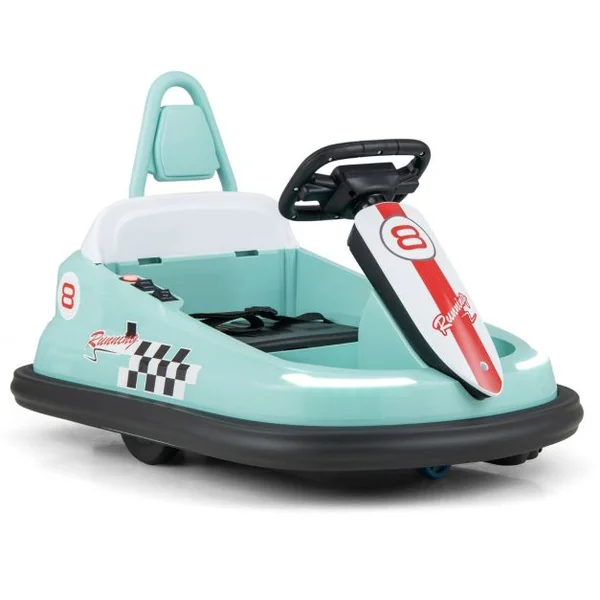 Auto-tamponneuse Électrique 6 V pour Enfants Pare-chocs Soupe Rotation à 360° Double Moteurs 2 Vitesses Volant Jouet avec Musique et Lumières Led Rose