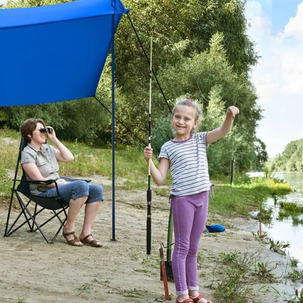 Auvent de Plage avec Sac de Transport et 4 Sacs de Sable Fait en Lycra Tente de Plage UPF 50+ 210x210cm pour Plage Camping