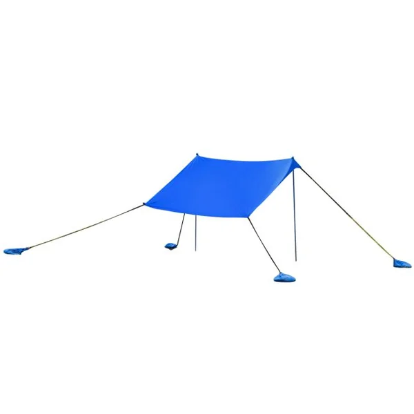 Auvent de Plage avec Sac de Transport et 4 Sacs de Sable Fait en Lycra Tente de Plage UPF 50+ 210x210cm pour Plage Camping