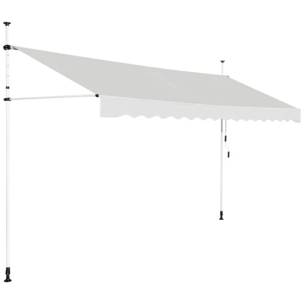 Auvent Manuel Rétractable 200/350/400CM Hauteur Réglable de 200-300CM Store Banne Fait en Aluminium et Tissu Oxford Anti UV 5 Couleurs au Choix