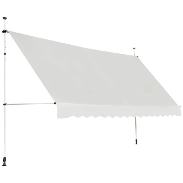 Auvent Manuel Rétractable 200/350/400CM Hauteur Réglable de 200-300CM Store Banne Fait en Aluminium et Tissu Oxford Anti UV 5 Couleurs au Choix