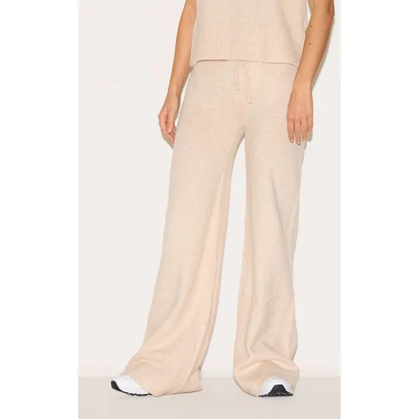Avoine Pantalon Large En Maille Douce Chiné