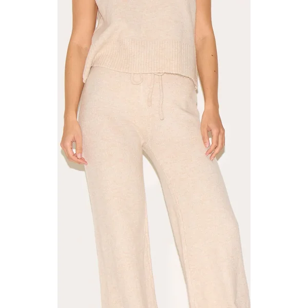 Avoine Pantalon Large En Maille Douce Chiné
