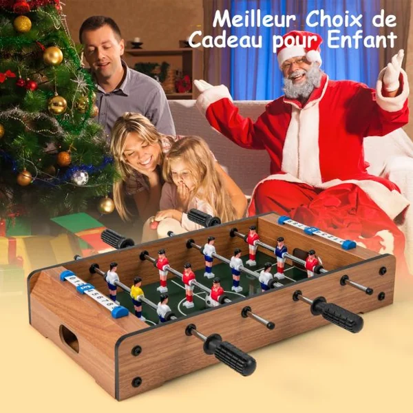 Baby Foot Adulte avec 2 Panneaux de Score 2 Balles Jeu de Table Soccer 51 x 30,5 x 9 CM