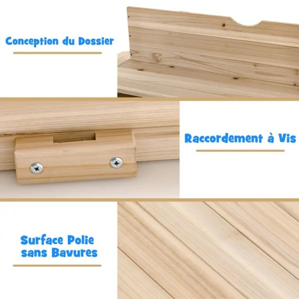 Bac à Sable en Bois pour Enfants de 3 à 6 Ans avec Bancs Convertibles et Auvent Réglable en Hauteur 110 x 107 x 121cm