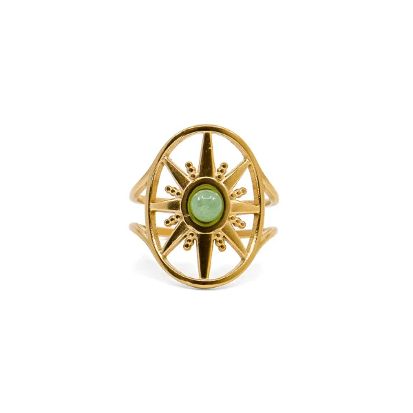 Bague dorée Nova Aventurine verte A taille unique