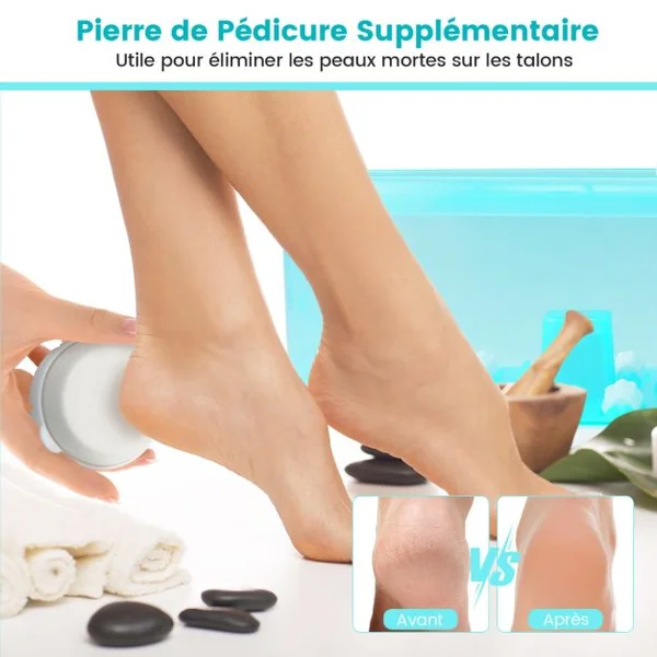 Bain de Pieds avec Massage Automatique Massage Pieds 35-46°C avec Vibration des Bulles Pierre de Pédicure et Perles de Massage Température Réglable Bleu/Bleu+Blanc/Gris