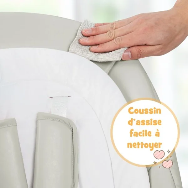 Balancelle Bébé Evolutif Chaise Haute Pliante Dossier à 5 Positions 3 Repose-pieds et 8 Hauteurs Réglables Plateau Double Gris