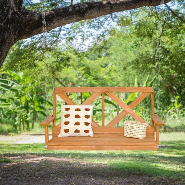 Balançoire de 134CM en Bois Massif pour 2 Personnes Charge 240Kg