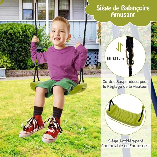 Balançoire Enfants avec Cadre en Forme de A Charge 200kg pour 3-10 Ans