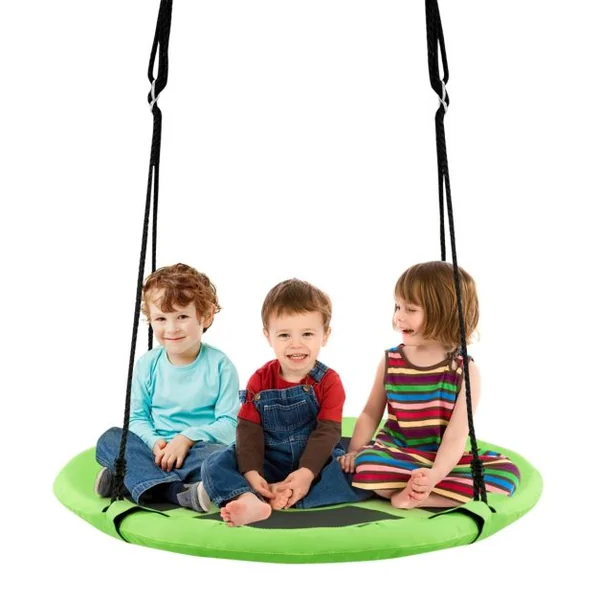 Balançoire Nid d’Oiseau Rond Tente Détachable Balançoire d'Arbre Hauteur Réglable Capacité 150 kg 100-132cm Orange