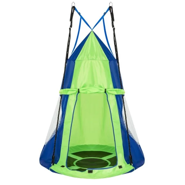 Balançoire Nid d’Oiseau Rond Tente Détachable Balançoire d'Arbre Hauteur Réglable Capacité 150 kg 100-132cm Orange
