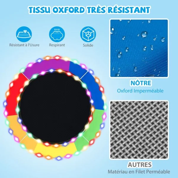 Balançoire Nid d'Oiseau Ø 100CM Charge 300kg pour 4 Enfants de 3 ans+ Balançoire Soucoupe Lumières LED Coloré en 8 Mode