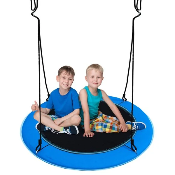 Balançoire Nid d'Oiseau Ø 100CM Charge 300kg pour 4 Enfants de 3 ans+ Balançoire Soucoupe Lumières LED en 3 Mode