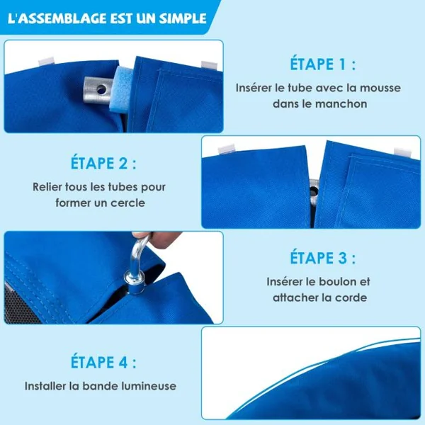 Balançoire Nid d'Oiseau Ø 100CM Charge 300kg pour 4 Enfants de 3 ans+ Balançoire Soucoupe Lumières LED en 3 Mode