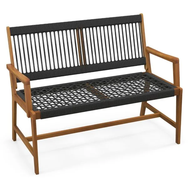 Banc de Jardin 2 Places en Bois d'Acacia avec Accoudoirs Dossier 118x63x90CM Banc d'Extérieur Toutes Saisons Charge 320KG